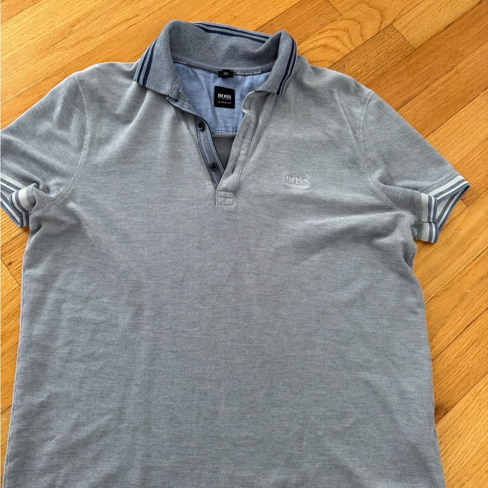 BOSS Gray Polo Shirt for Men medium